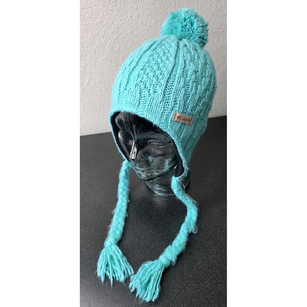Columbia Nordic Chunky Braid Knit Snow Beanie Hat Women OS Teal Winter